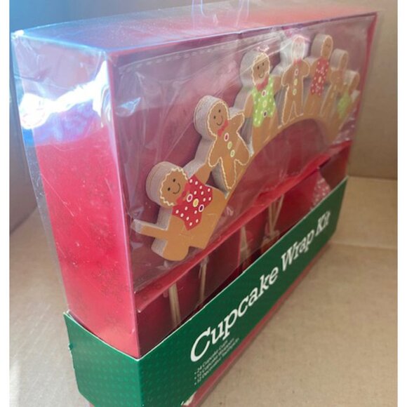 NEW Gingerbread Cupcake Wrap Kit with liners wraps and toppers set - Picture 3 of 4